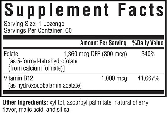 Seeking Health Hydroxo B12 with Folinic Acid B12 Complex 60 Lozenges