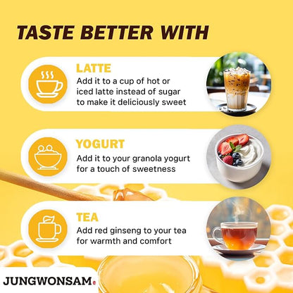 6-Year Korean Red Ginseng Extract & Royal Honey | 100 Sticks | Sweet Flavor | 70mg Ginseng, 15% Australian Honey | Energy, Focus, Fatigue, Immune Support | Daily Supplement for Men & Women