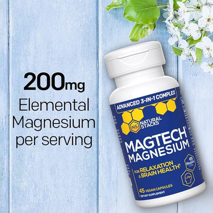 Natural Stacks MagTech Magnesium Supplement 3 Forms 45 Capsules