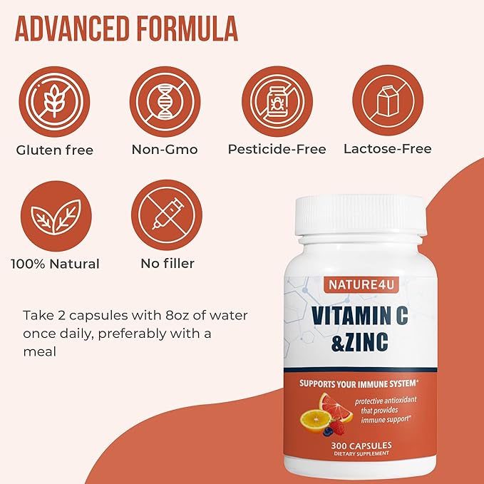 Vitamin C 1000mg with Zinc, Rose 300 Capsules