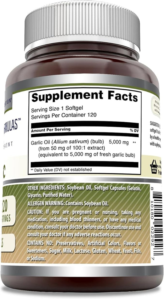 Amazing Formulas Garlic Supplement 5000 Mg 120 Softgels