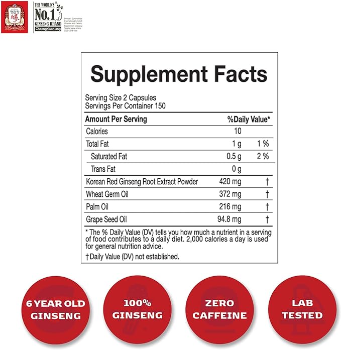 CheongKwanJang Korean Red Ginseng Extract Capsules 100 Capsules