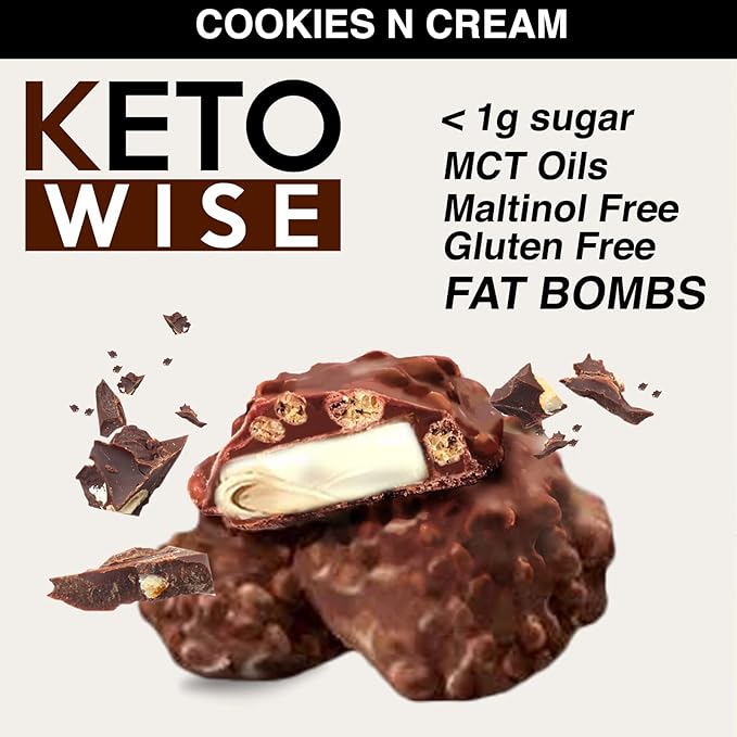 Keto Wise Fat Bombs - Cookies N Cream 16 Count (Pack of 1)