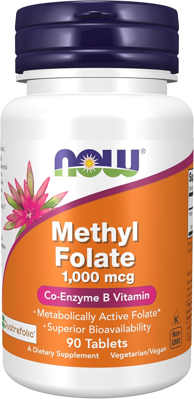 NOW Supplements, Methyl Folate 1,000 mcg, 90 Tablets 1,000 mg, 100 Tablets