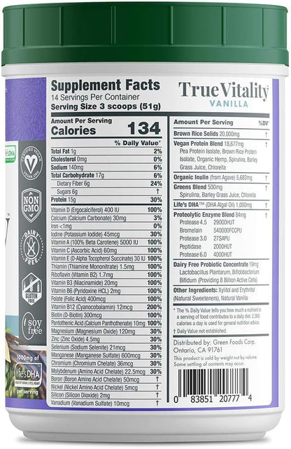 Green Foods True Vitality Plant Protein 25.2 oz