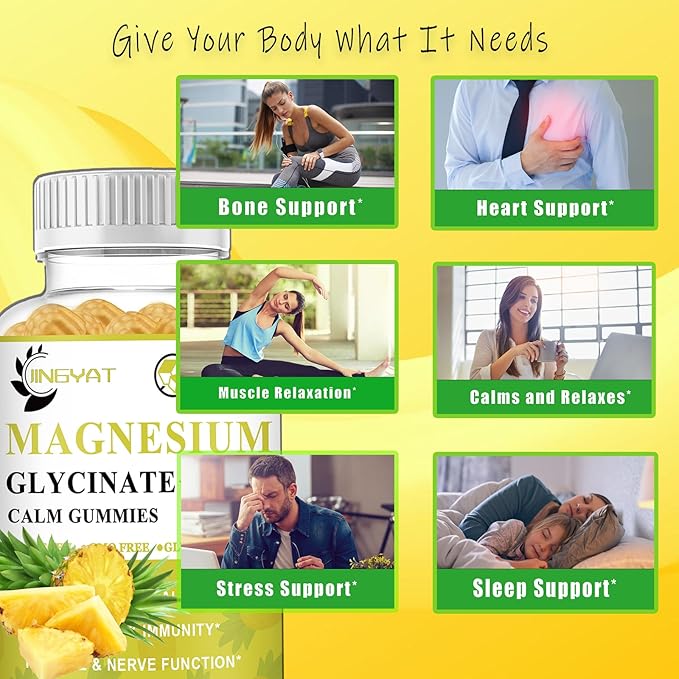 Magnesium Glycinate Gummies 500mg with Magnesium 500mg, Easy D3, High