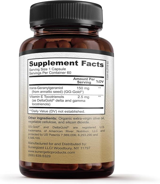 Premium Geranylgeraniol Supplement – GG-Gold 150mg CoQ10 Production 60 Capsules