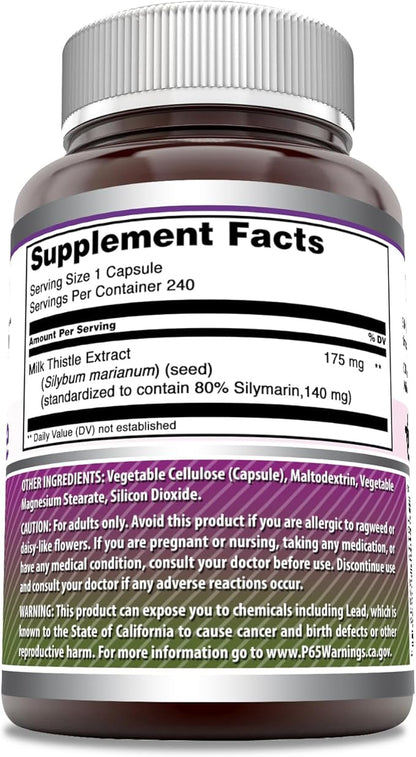 Amazing Formulas Milk Thistle 175 mg (1 Pack, 240 Count)