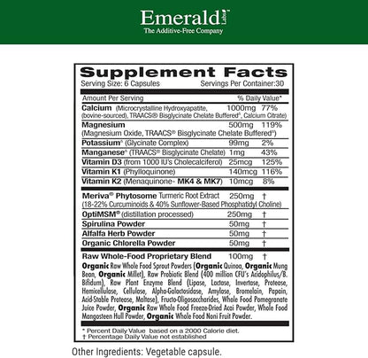 EMERALD LABS Osteo Bone Health D3, K2, K2, Calcium, 180 Vegetable