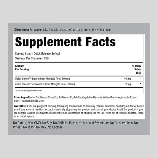 Piping Rock Lutein & Zeaxanthin 40mg 180 Softgels