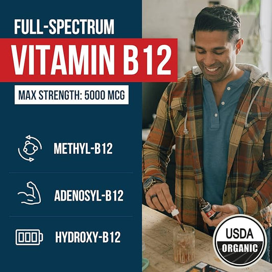 BioActive Vitamin B12 5000 mcg 3 BioActive B12 Forms B12, Adenosyl B12 & B12 | (60 Servings)