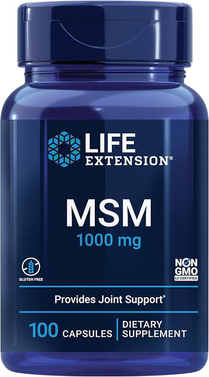 Life Extension MSM, 1000 mg, methylsulfonylmethane, 100 Capsules
