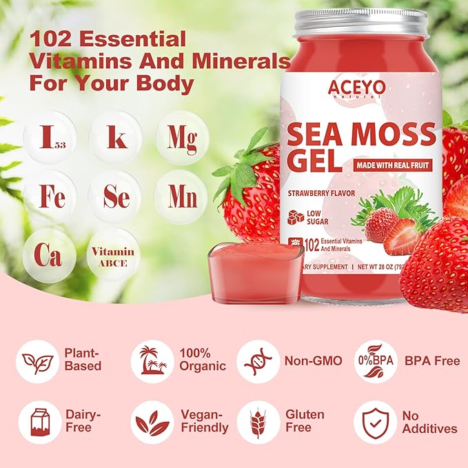 (28 OZ) Sea Moss Gel Organic 102 Vitamins