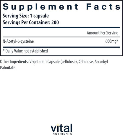 Vital Nutrients NAC 600mg 200 Capsules