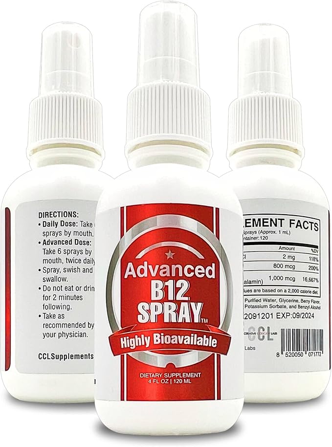 Vitamin B12 Energy Spray, Methylcobalamin (4 oz 120 Servings)