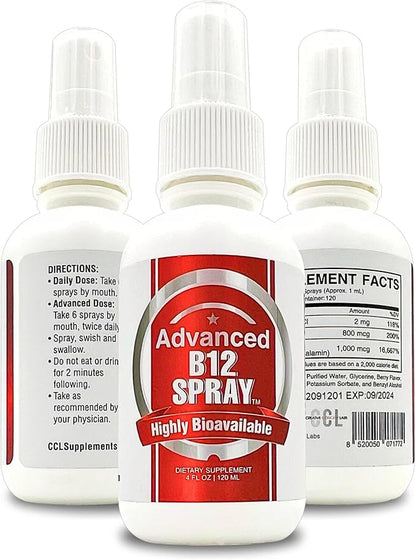Vitamin B12 Energy Spray, Methylcobalamin (4 oz 120 Servings)