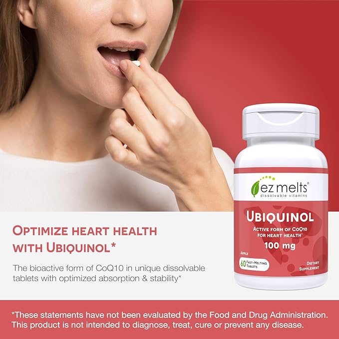 EZ Melts Dissolvable Ubiquinol 100mg, Active CoQ10, Heart 2-Month Supply