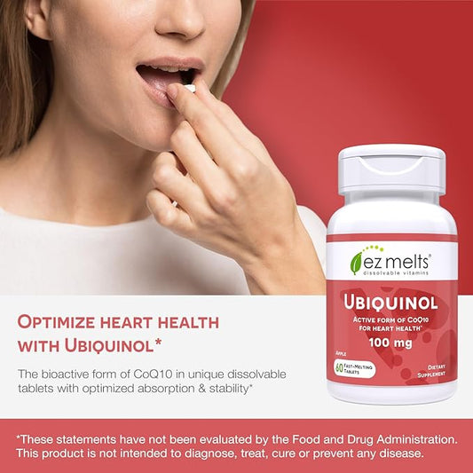 EZ Melts Dissolvable Ubiquinol 100mg, Active CoQ10, Heart 2-Month Supply