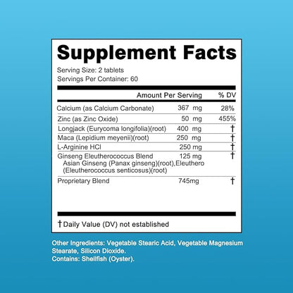 Testosterone Supplement for Men – Tongkat Ali, Maca, L-Arginine HCI& Ginseng for Energy, Stamina & Endurance, Non-GMO, Gluten-Free, 120 Tablets(60-Day Supply)