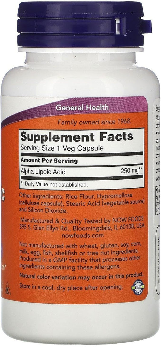 Now Foods Alpha Lipoic Acid 250mg, 60 CT