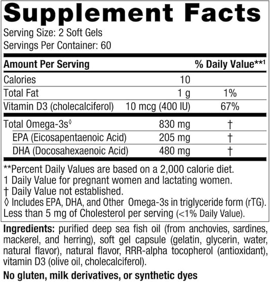 Nordic Naturals Prenatal DHA, Strawberry 120 Soft 830 mg Omega-3 + 400 IU D3 - 60 Servings