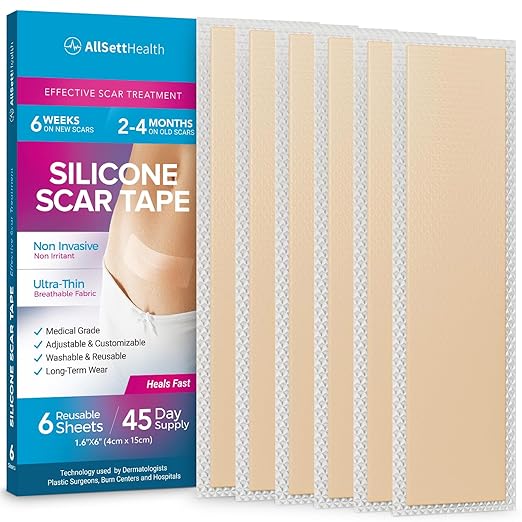 6 Pack Silicone Sheets for Scars, (6” x 1.6”)