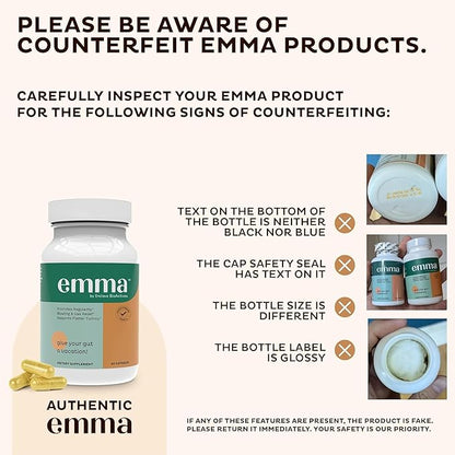 Emma Gut Health - 2 Pack - Gas and Bloating Relief, Constipation, Leaky Gut Repair - Gut Cleanse & Restore Digestion - Regulate Bowel Movement. Probiotics and Laxative Alternative, 120 Capsules