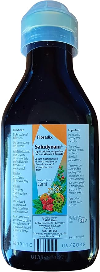Floradix Saludynam Liquid Calcium/ Magnesium/ Zinc 250ml by