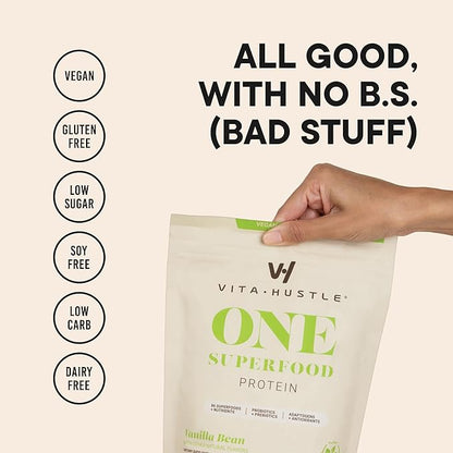 VitaHustle ONE Superfood Protein All-in-One Nutrition 20g Vanilla 86 Superfoods, 15 Servings