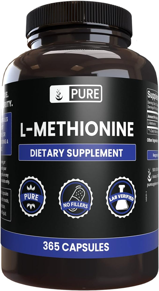 PURE ORIGINAL INGREDIENTS L-Methionine (365 Capsules)