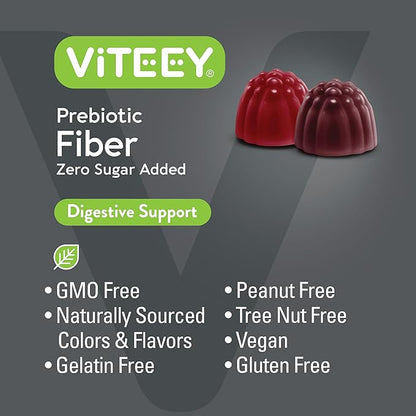 Prebiotic Fiber Gummies for Adults, 4g - Zero Sugar Added - Fiber Supplement Gummies for Digestive Health Regularity & Natural Weight Support-Vegan, Gelatin Free - Chewable Fruit Flavored Gummy 2 PACK