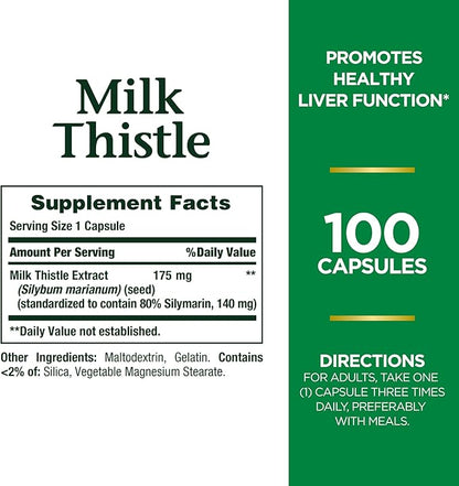 Nature's Bounty Milk Thistle, Herbal Health 175mg, 100 100 Softgels