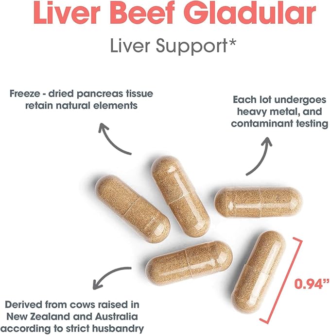Allergy Research Group Beef Liver Supplement - Liver Function Support, Grass-fed Beef Liver Capsules 1000mg, Glandular Beef Liver Vitamins - 125 Count