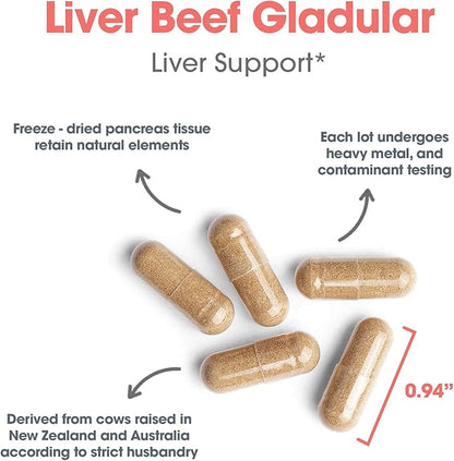 Allergy Research Group Beef Liver Supplement - Liver Function Support, Grass-fed Beef Liver Capsules 1000mg, Glandular Beef Liver Vitamins - 125 Count