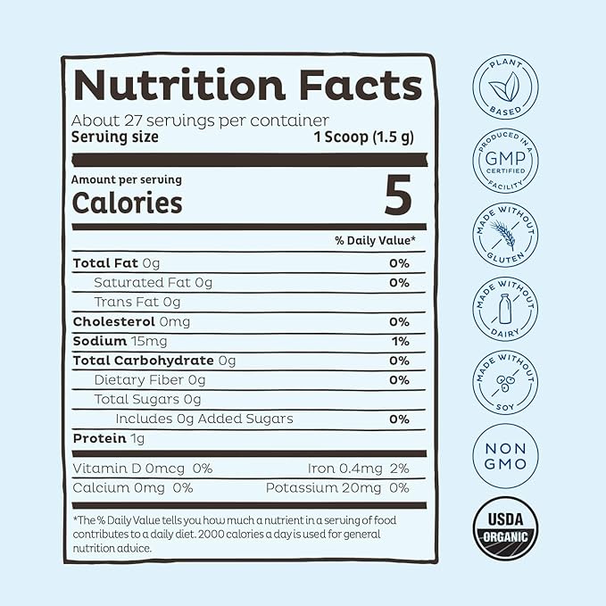 KOS USDA Organic Blue Spirulina Powder, Phycocyanin 27 Servings