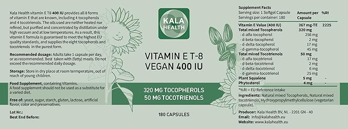 Kala Health Vitamin E 8 Tocopherols 400 IU