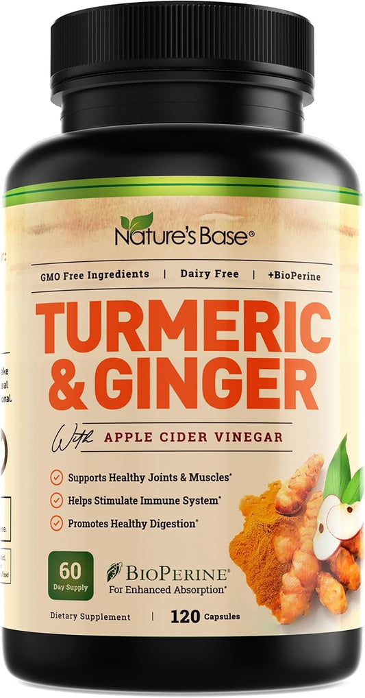 Turmeric and Ginger Supplement 95% Curcuminoids -120 Capsules