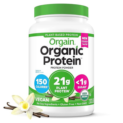 Orgain Organic Vegan Protein Powder, Vanilla Bean 21g Plant 4g Prebiotic 2.03 lb