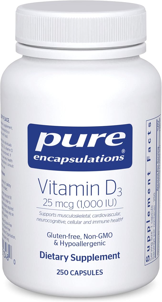 Pure Encapsulations Vitamin D3 25 mcg (1,000 IU) 250 Capsules