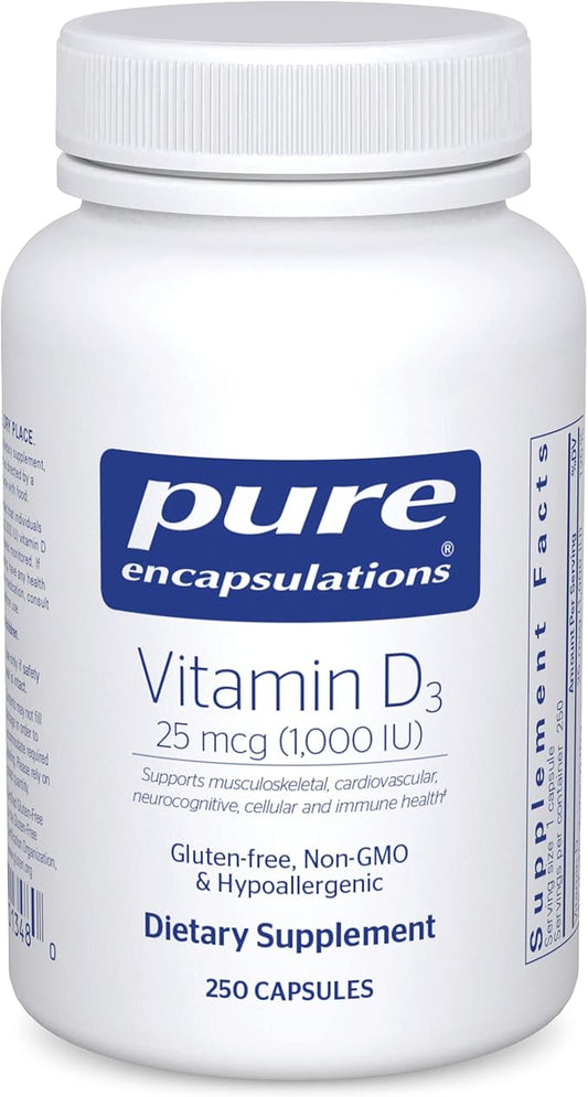 Pure Encapsulations Vitamin D3 25 mcg (1,000 IU) 250 Capsules