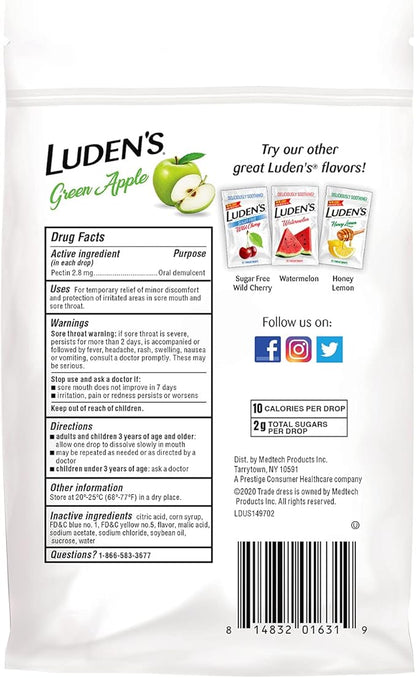 Ludens Soothing Throat Drops, Green Apple, 25 ct 1)
