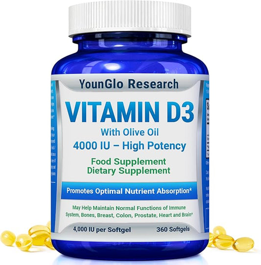 Vitamin D3 4000 IU Dietary Supplement 360 Softgels