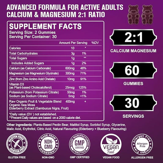 Calcium Magnesium Zinc Gummies with High D3 -