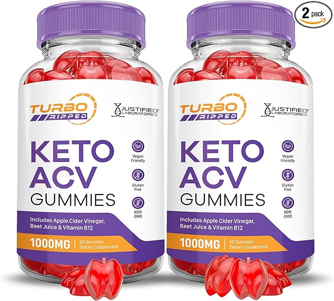 (2 Pack) Turbo Ripped Keto ACV 1000MG Turbo B12 Vegan 120 Gummys