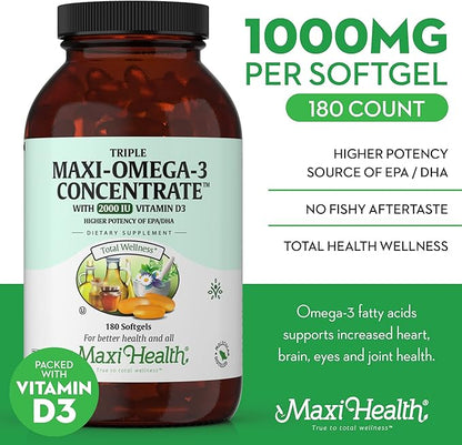 Omega 3 Supplement Omega-3 Fish D3 - 180 Softgels
