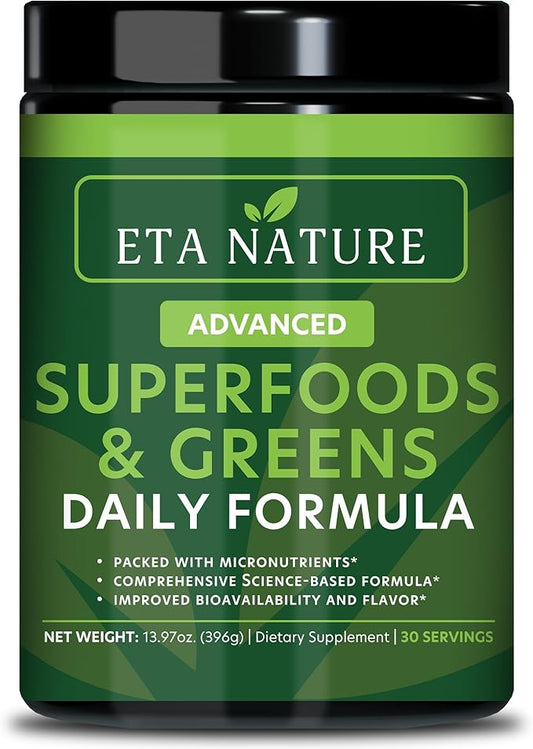 Greens Superfood Powder - Super Greens Powder for Immunity, Energy, Digestive and Liver Health - Fruits and Vegetables Supplements Packed with Vitamins and Minerals - Supergreens 396g