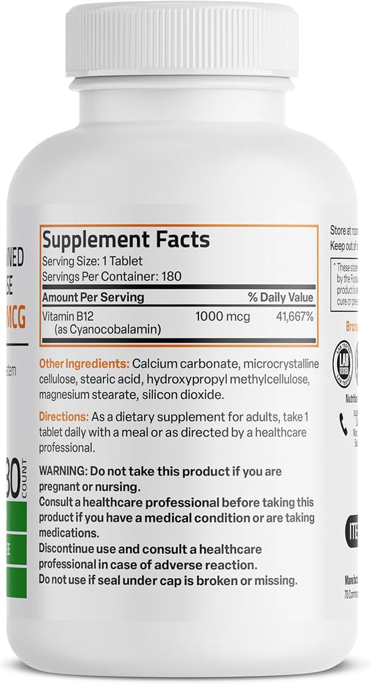 Bronson Vitamin B12 1000 MCG (B12 180 Tablets