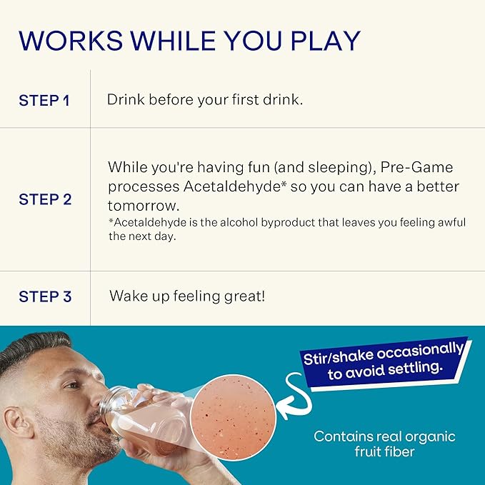 Blueshift Pre-Game - Pre Drinking NAC Supplement, Electrolytes Powder Packets, Hydration Packets, Pre Alcohol Liver Support with Ginger, Cysteine, Milk Thistle, No Sugar Powder Pods (14 Pack)