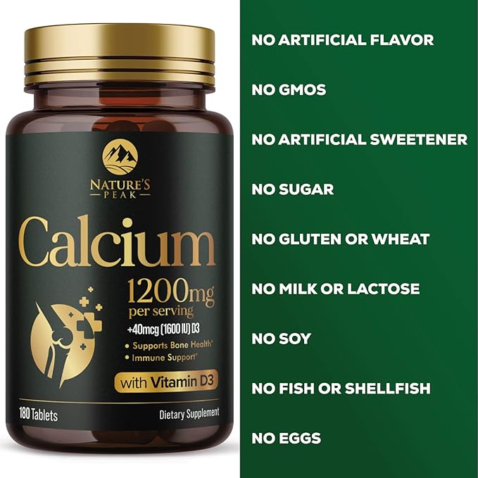 Calcium 1200 mg with Vitamin D3, 180 Tablets