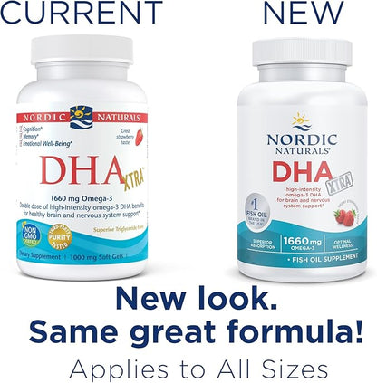 Nordic Naturals DHA Xtra, Strawberry 60 Soft 1660 mg Omega-3 - 30 Servings